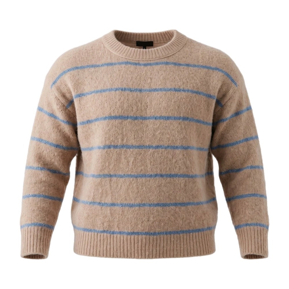 J.Crew Sweater Women S Salmon Pink Blue Striped Merino Alpaca Wool Crop